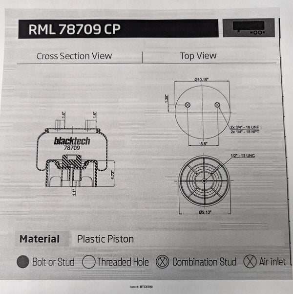 BTC8709 Air Spring Rolling Lobe