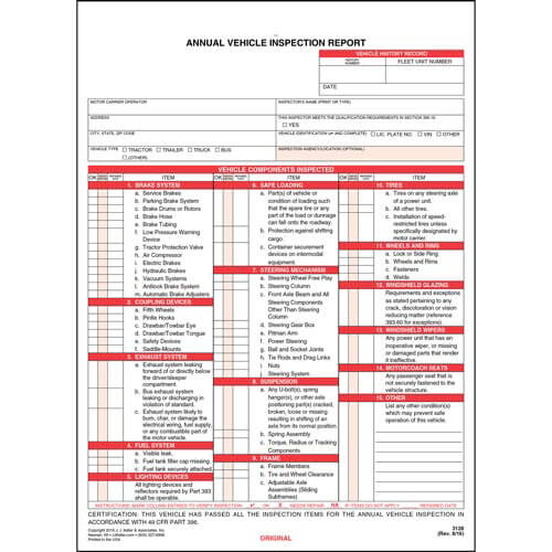 JJK400-FS-C3 Annual Vehicle Inspection Report