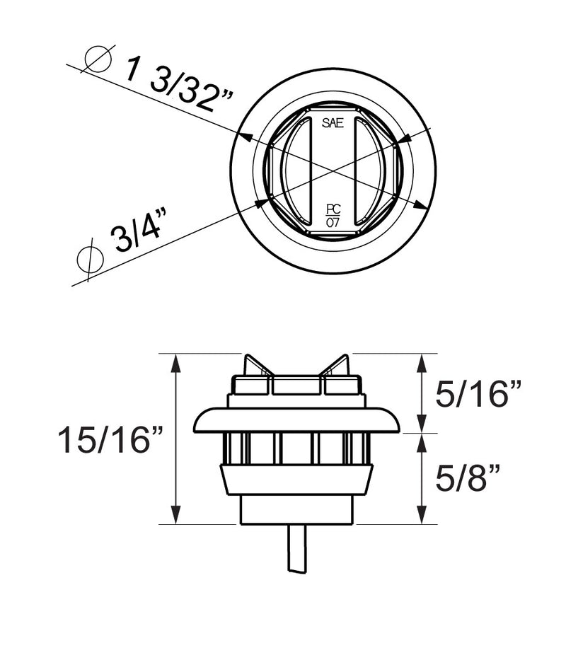 MCL11AKB 3/4" Marker/Clearance Light